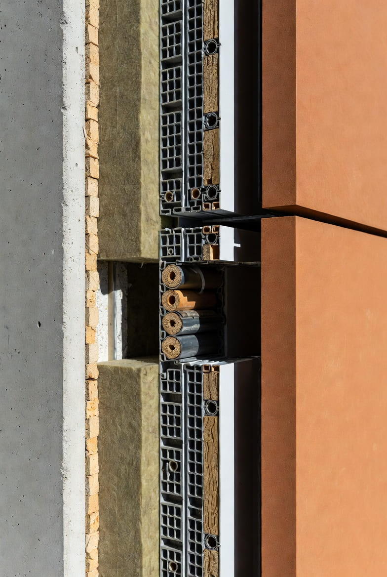 Détail technique isolation thermique façade ventilée RBS Bât